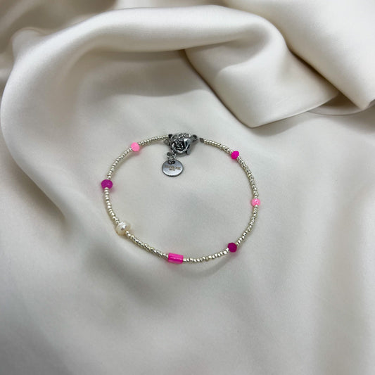 Armbånd - Sølv og rosa