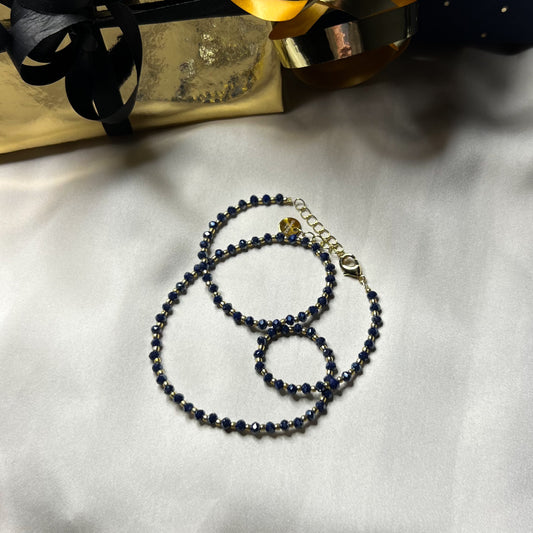 Halskjede - Stjernehimmel - gull og blå