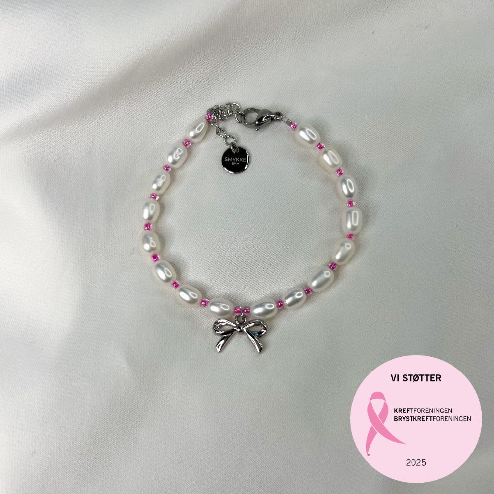Rosa oktober – Armbånd – Perlearmbånd med sløyfe