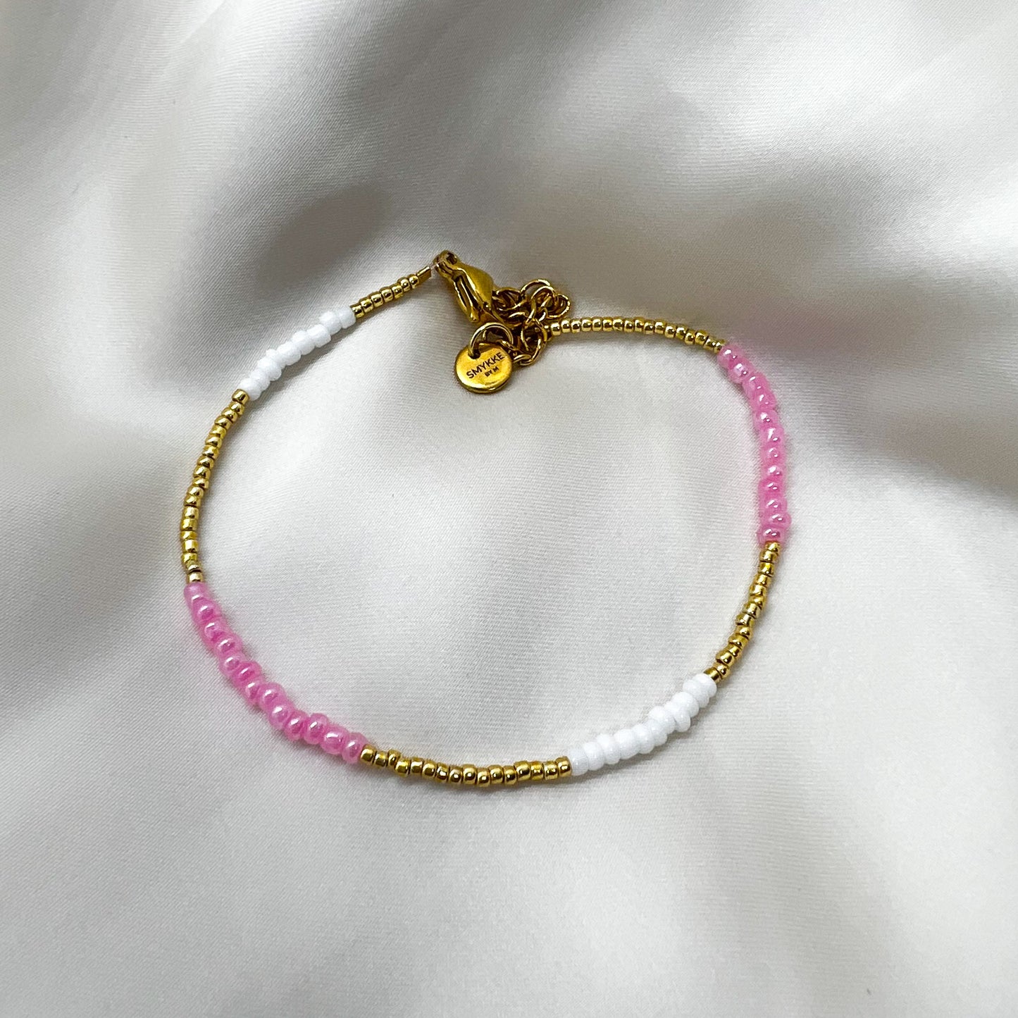 Armbånd - Basic - rosa, gull & hvit