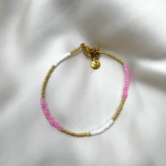 Armbånd - Basic - rosa, gull & hvit