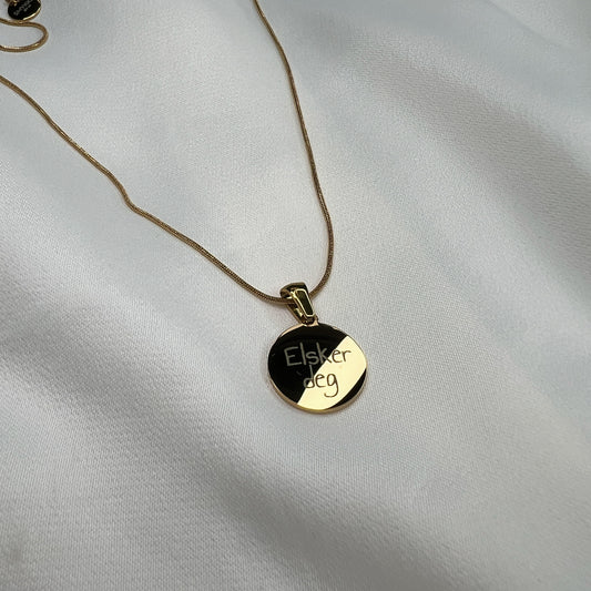 Gravert halskjede - hjerte/sirkel