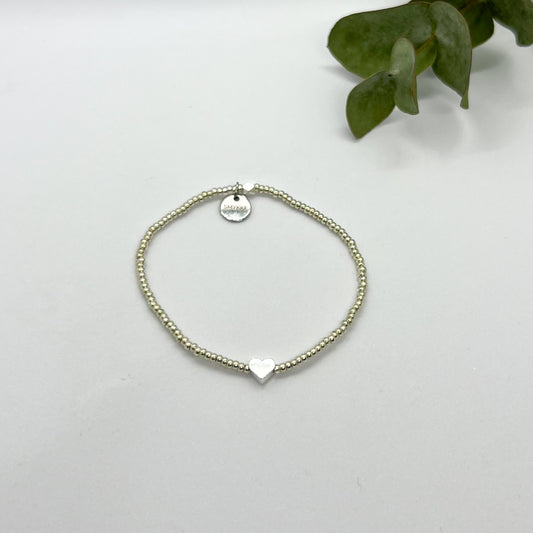 Armbånd - Sølvhjerte elastisk