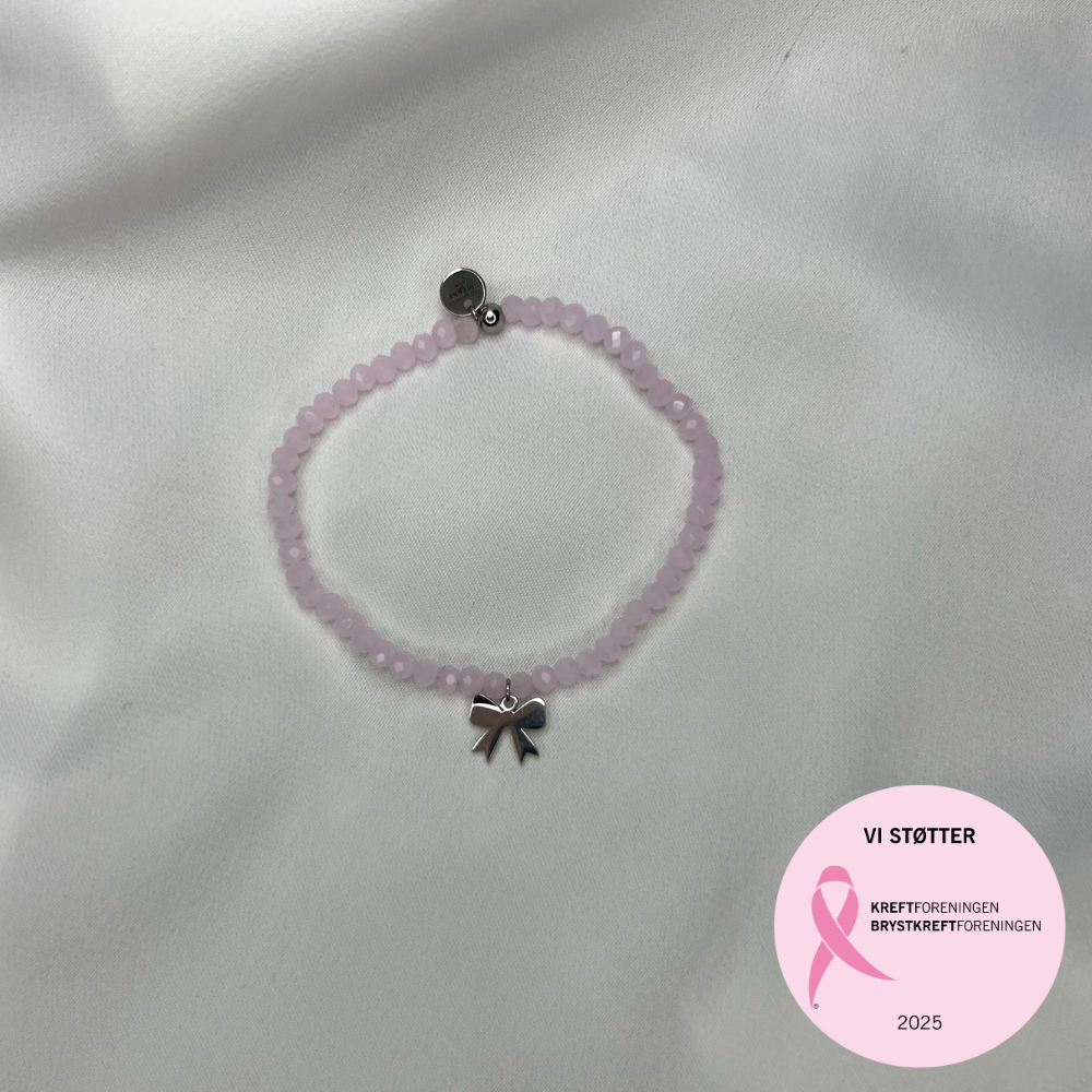 Rosa oktober – Armbånd elastisk – Rosa med sløyfe