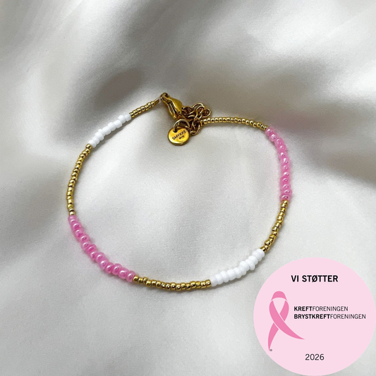Armbånd Basic i rosa, gull og hvit