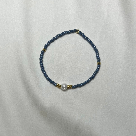 Perlemor elastisk armbånd - blå