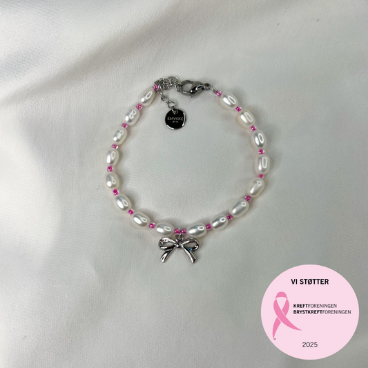 Rosa oktober – Armbånd – Perlearmbånd med sløyfe