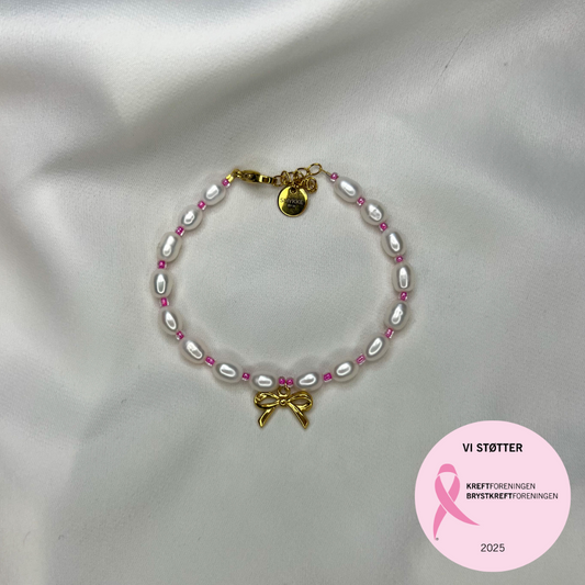 Rosa oktober – Armbånd – Perlearmbånd med sløyfe