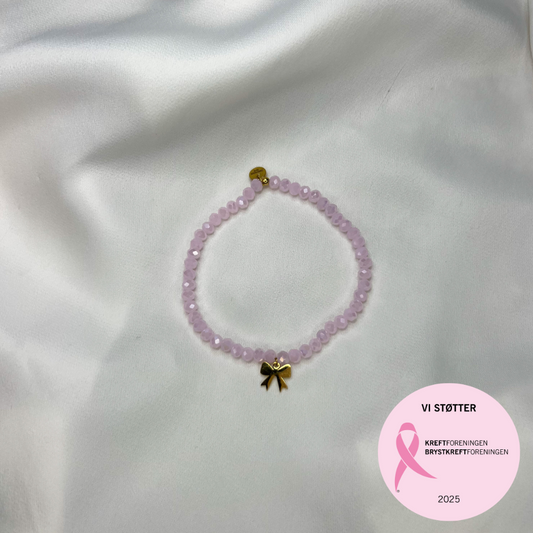 Rosa oktober – Armbånd elastisk – Rosa med sløyfe