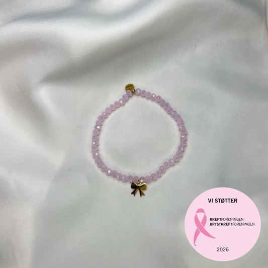 Rosa oktober – Armbånd elastisk – Rosa med sløyfe