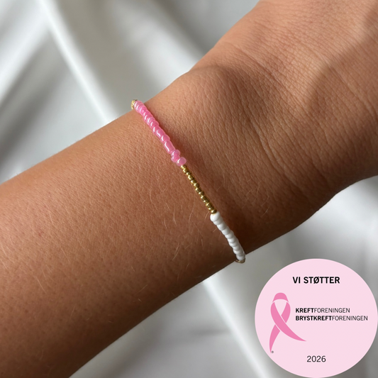 Armbånd - Basic - rosa, gull & hvit