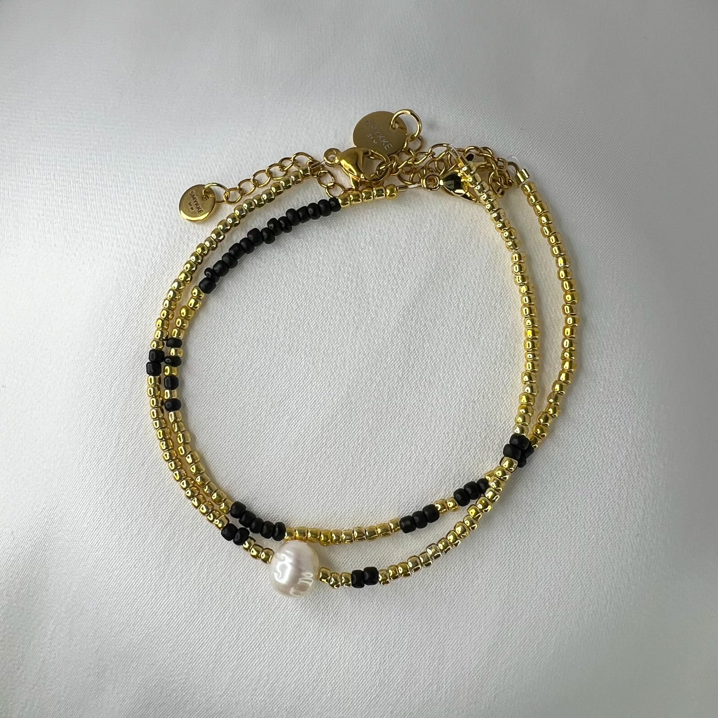 Armbånd Kjersti 2pk gull og svart 