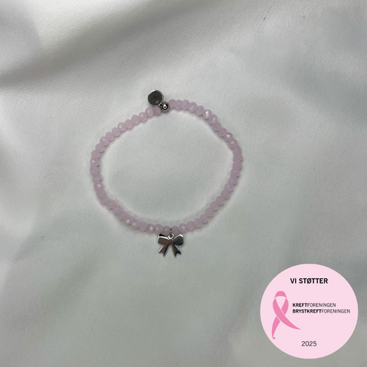 Rosa oktober – Armbånd elastisk – Rosa med sløyfe